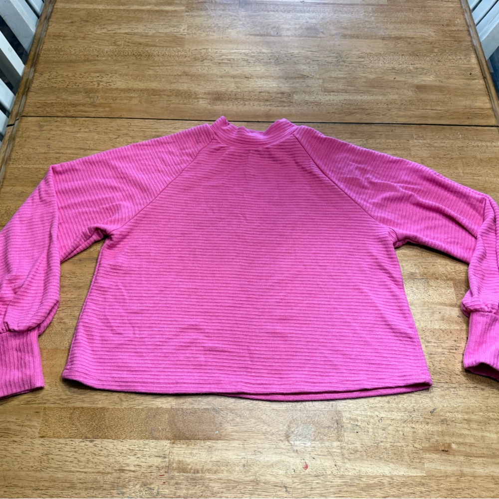 Vibrant Pink Ribbed Women's Sweatshirt